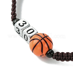 Braccialetti con perline intrecciate in acrilico con numero regolabile e pallacanestro da donna&nbsp;BJEW-JB10821