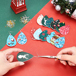 Kit de fabrication de boucles d'oreilles en cuir synthétique à thème de Noël (12 paire)&nbsp;DIY-FH0002-29