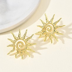 Orecchini a perno in ottone a forma di sole per donna&nbsp;EJEW-A167-08G