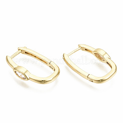 Boucle d'oreille huggie huggie en laiton micro pave clair&nbsp;EJEW-T046-14G-NF