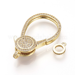 Messing-Mikro pflastern Zirkonia Karabinerverschlüsse&nbsp;ZIRC-S058-10G