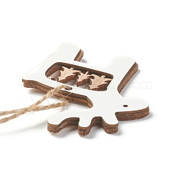 Décorations de pendentif en bois naturel sur le thème de noël&nbsp;HJEW-P010-14