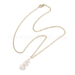 Colliers pour femmes avec pendentif rond en nacre blanche et chaîne en acier inoxydable 304.&nbsp;NJEW-JN05795