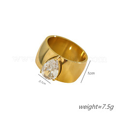 Bagues en acier inoxydable 304 et zircon cubique&nbsp;WGB7611-01