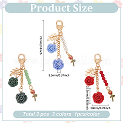 3 pieza de decoraciones colgantes de flores de resina de 3 colores&nbsp;AJEW-LP0001-02