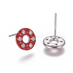 Micro latón allanan zarcillos circonio cúbico&nbsp;EJEW-F209-04D-P