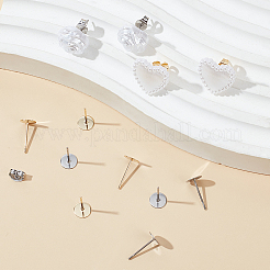 200 Stück 2-farbige Ohrstecker-BeZubehör aus 304 Edelstahl&nbsp;STAS-SP0001-50