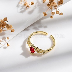 Bagues ouvertes en laiton plaqué or avec micro pavé de zircones cubiques pour femmes&nbsp;RJEW-M028-90G
