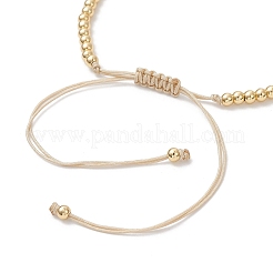 Geflochtene Perlenarmbänder aus Messing mit runden Perlen&nbsp;BJEW-JB12888-01