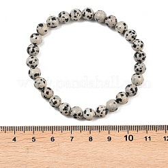 Pulseras de cuentas redondas de jaspe dálmata natural jaspe&nbsp;BJEW-G073-16