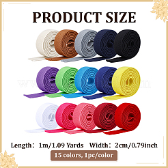 15 Stück 15 Farben flache elastische Polyesterschnur&nbsp;SRIB-ME0001-20A