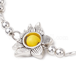 Bracciali a maglie con perline sintetiche turchesi per donna&nbsp;BJEW-JB11469
