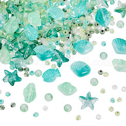 89 g 6 Arten transparente Sprühfarbe Glasperlen&nbsp;GLAA-TA0003-52B