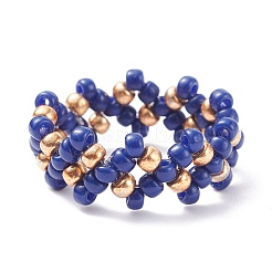 4 pz 4 colori perline di semi di vetro intrecciati anelli per le dita per le donne&nbsp;RJEW-JR00420