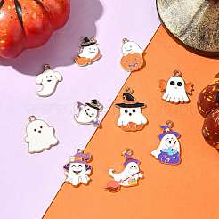 10pcs 10 Arten Halloween-Thema-Legierungs-Emaille-Anhänger&nbsp;ENAM-FS0003-86