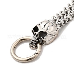Totenkopf-Wikinger-Armbänder aus 304 Edelstahl mit Weizenkette für Männer&nbsp;FS-WGC8E20-09