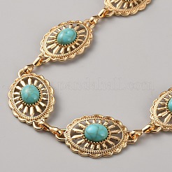 Chaînes de taille et de ventre ovales en alliage de zinc avec résine et turquoise synthétique&nbsp;AJEW-WH0063-569G
