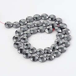 Electroplate non magnetici ematite sintetico piatto fili di perline rotonde&nbsp;G-L368-05D