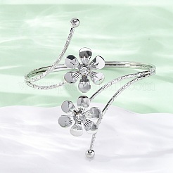 Bracelets manchettes en alliage de fleurs pour filles et femmes&nbsp;LS-AJEW-A063-01E-P