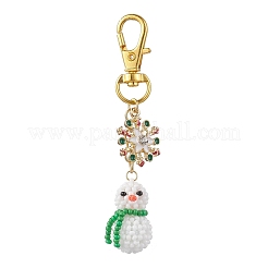 Décorations de pendentif bonhomme de neige en perles de verre de Noël&nbsp;HJEW-MZ00398