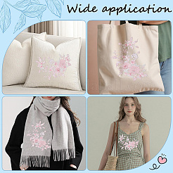 2 pièce d'ornements de broderie en polyester avec perles et fleurs 3D&nbsp;DIY-CY0003-64B