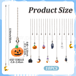 10 Stück 10 Stile Halloween Harz Charms Deckenventilator Zugkette Verlängerungen&nbsp;HJEW-CP00020