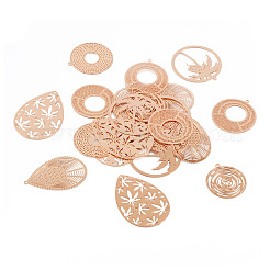 Pendenti in filigrana di ottone con placcatura in ottone da 24 pz&nbsp;KKC-TA0001-01