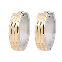 Pendientes de aro con rayas bicolor de acero inoxidable 304&nbsp;EJEW-L307-03GP