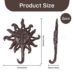 Gancho de pared rústico de hierro fundido con forma de cara de sol&nbsp;IFIN-WH0011-84