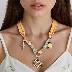 Polyester-Halsband-Choker-Halsketten für Damen&nbsp;NJEW-SP0001-18