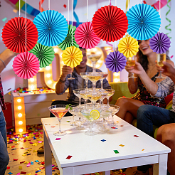6 abanico de papel con flores para decoración de bodas&nbsp;DIY-WH0349-570