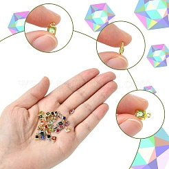 30 Stück 15 Farben quadratische Gestellbeschichtung Messing Glas Charms&nbsp;KK-FS0001-40