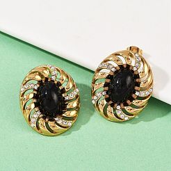 Boucles d'oreilles à tige ovales en acier inoxydable 304&nbsp;EJEW-M105-05G