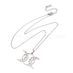 Colliers à pendentif triple lune en acier inoxydable 304&nbsp;NJEW-K308-01D-P