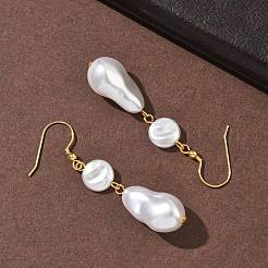 Boucles d'oreilles pendantes en acier inoxydable 304 galvanisé avec imitation de perles&nbsp;EJEW-Z129-08G