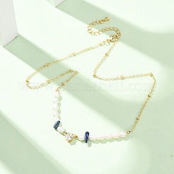 Halsketten aus natürlichen Lapislazuli-Splittern und Reisperlen&nbsp;GG-CBA3297-15G-C