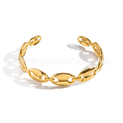 Brazaletes abiertos de acero inoxidable 304 con diseño de grano de café para mujer&nbsp;GC3572