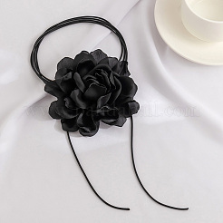 1 Stück Retro-Halsketten mit Rosenblüten aus gewachster Kordel für Damen&nbsp;NJEW-CP0001-05A