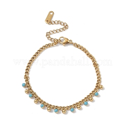 Goldfarbene 304 Edelstahl-Emaille-Armbänder mit gedrehter Kette&nbsp;BJEW-P321-02G