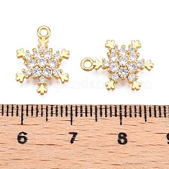 Weihnachtsmotiv Messing Micro Pave klare Zirkonia Anhänger&nbsp;KK-T073-10G