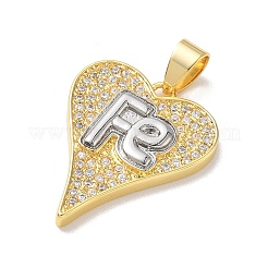 Pendentifs bicolores en laiton sertis de micro-pavés de zircone cubique transparente&nbsp;KK-L268-025G-04