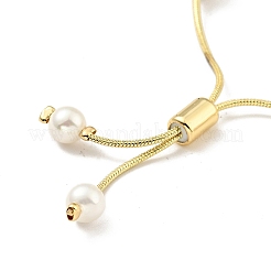 Bracelet coulissant en perles de coquillage avec chaîne serpent en laiton&nbsp;X-BJEW-B066-01B-02