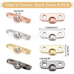 24 Stück 4 Farben Rack Plating Messing Pavé klar Zirkonia Verbinder Charms&nbsp;KK-GA0001-35