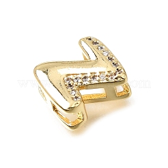 Barre distanziatrici iniziali in ottone con micro pavé di zirconi cubici trasparenti&nbsp;KK-E802-34G-Z