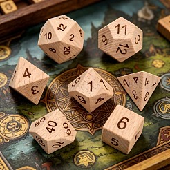 Jeu de dés polyédriques en bois naturel&nbsp;WOOD-A027-01A
