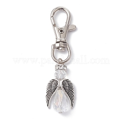 Décorations de pendentifs en alliage d'ange et perles de verre&nbsp;HJEW-JM01102