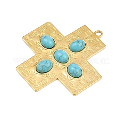 Acciaio inossidabile 304 in stile bohémien con pendenti in turchese sintetico&nbsp;STAS-G381-02G-06