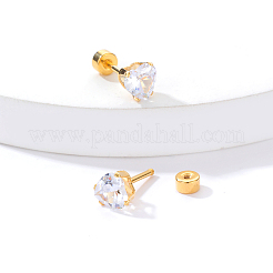 201 orecchini a bottone a forma di cuore in acciaio inossidabile per donna&nbsp;XK4183