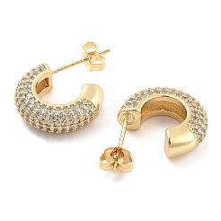 Orecchini a bottone in ottone con pavé di zirconi chiari&nbsp;EJEW-U005-02G