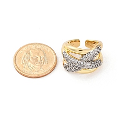 Manschettenfingerringe aus Messing mit Mikropflaster und klarem Zirkonia für Damen&nbsp;RJEW-C116-17G